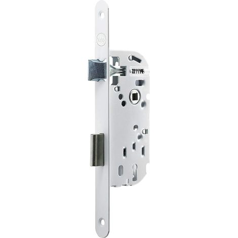 Serrure à encastrer à clé, axe 50 mm, Coffre 135 mm - Pêne Réversible, Têtière Bouts Ronds - Porte intérieure de Communication, Chambre, Bureau - Blanc, Clé Incluse (1/5)