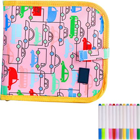 1 Tableau à dessin effaçable, 14 pages noires, cuir PU, 12 feutres couleur, jouet éducatif, voyage (1/5)