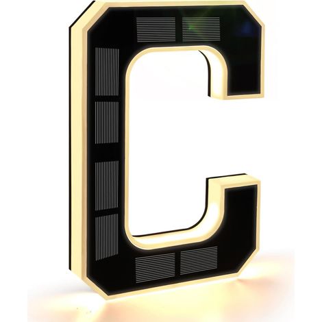 Numéro de maison moderne grand format avec éclairage solaire extérieur de 23 cm, LED étanche, numéro d'adresse personnalisé, numéro C, noir, 23 cm