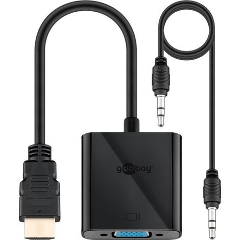 Goobay 68793 Adapter de cable de video 0.1 m VGA (D-Sub) HDMI Typ A (Standard) Schwarz