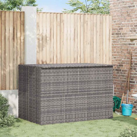 Boîte de rangement de jardin gris 150x100x100 cm résine tressée