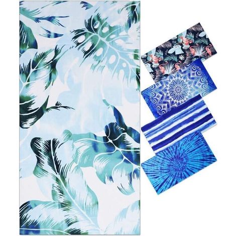 Serviette de Plage Microfibre Anti Sable Homme Femme - XXL Drap de Plage Adulte, Serviette Piscine de Bain, Geante Couverture de Plage pour Natation Sport, Super Absorbant, 180x90 cm, Paume (1/4)