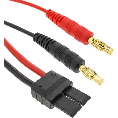 BeMatik - Câble TRAXXAS 1 mâle vers HXT Banane 4.0mm mâle 30cm 14AWG Charge et alimentation (1/5)