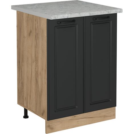 Meuble bas de cuisine R-Line, Anthracite campagne, 60cm PT Marbre, Vicco