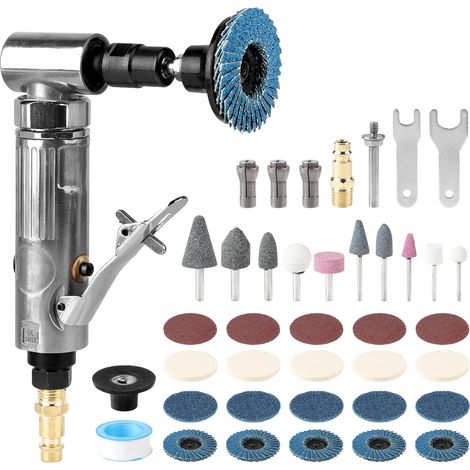 90° Compressed Air Sander Kit, Eccentric and Pneumatic Angle Grinder with 50 mm Corundum Sand Disc, Flap 80 Mesh (1/5)
