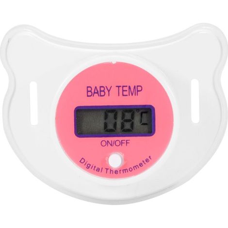 Thermomètre Tétine Bébé avec Écran LCD pour Nouveau-né - Rose Celsius (1/5)