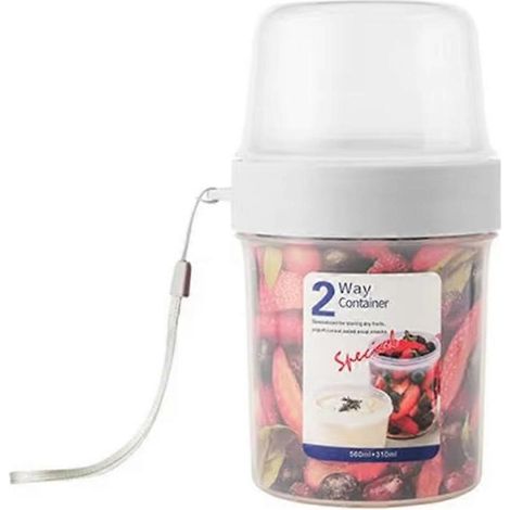 Boîte de conservation double couche, boîte de rangement alimentaire en plastique hermétique pour la cuisine, boîtes de conserve hermétiques pour fruits et en-cas. (1/5)