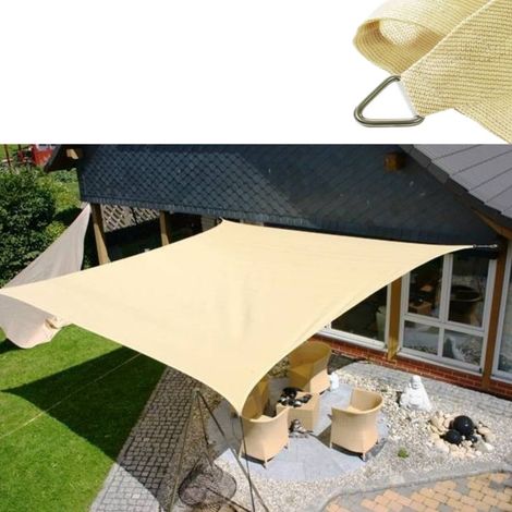 Tenda telo vela ombreggiante ombra quadrata Colore ECRU Beige Dimensioni 5 x 5 m