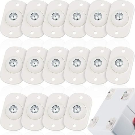 16er-Pack selbstklebende Geräterollen, 360°-Lenkrollen, Universalrollen für kleine Küchen (weiß mit 1 Stahlkugel) (1/4)