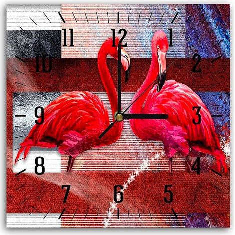 Horloge Murale Élégante avec Flamants Roses - 30 x 30 cm