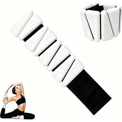 Ensemble de 2 bracelets lestés, 1 lb chacun, pour poignet et cheville, poids de fitness portables pour les bras et les jambes, adaptés au Pilates, au yoga et aux entraînements cardio (Blanc) (1/5)