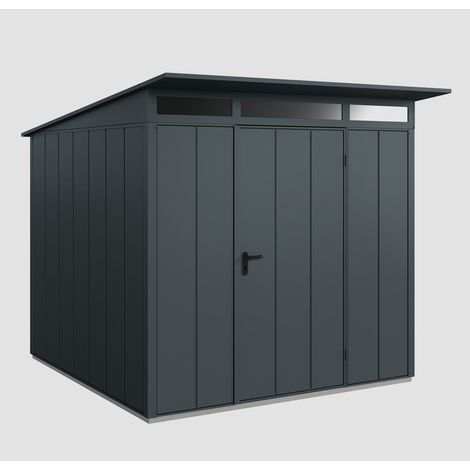 Hörmann Ecostar Metall-Gerätehaus Elegant mit Pultdach Typ 2, 248 x 283 cm, anthrazitgrau, 5,7 m², 1-flüglige Tür