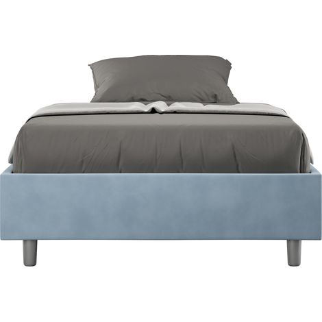 Letto Matrimoniale Francese Sommier 140x190 cm Senza Rete Azelia Azzurro (1/4)