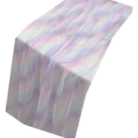 Décoration de table à rayures arc-en-ciel en tissu souple et flexible pour fêtes à thème et dîners de famille, 30 x 275 cm, violet (1/5)