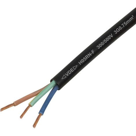 TRU COMPONENTS TC-13389184 Cavo in gomma H05RN-F 3 G 0.75 mm² Nero 100 m