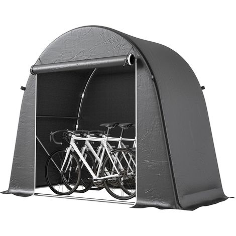 Abri de jardin tente de stockage étanche abri moto porte enroulable fermeure éclair, 245 x 120 x 200 cm, gris foncé