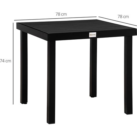 Table de jardin pour 4 personnes, table à manger compacte en aluminium et plastique faciles d'entretien, noire, 80 x 80 x 74 cm, pour mobilier de jardin (1/5)