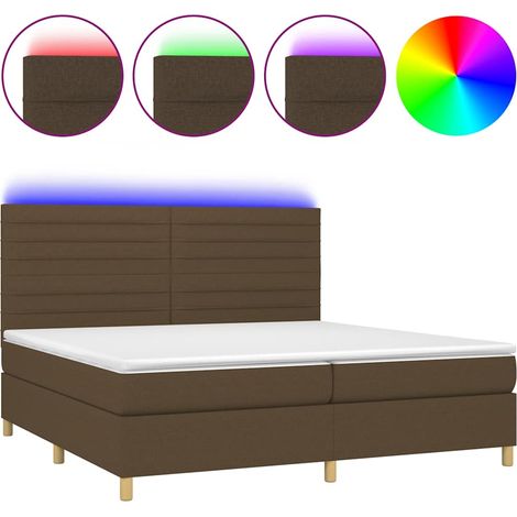 Maison Exclusive - Letto a Molle Materasso e LED Marronescuro 200x200cm in Tessuto (1/5)