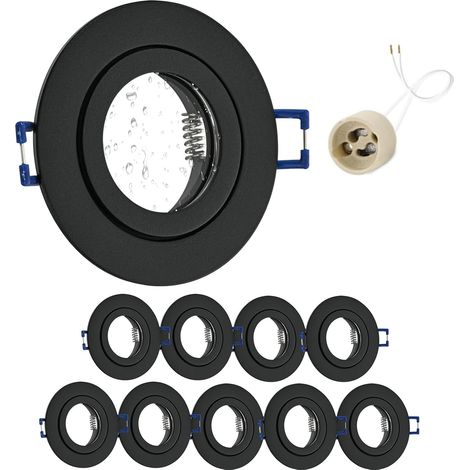 4x Spot LED Encastrable IP65 Cadre Avec Douille GU10, Spots de plafond en Fer Nickel brossé, Rond plat Spots Salle de bain spot cadre d'encastrement 68mm pour extérieur- intérie (1/5)