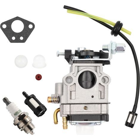 Vergaser für 52-cm³-, 49-cm³- und 43-cm³-Motorsensen. Vergaser-Reparatursatz mit Dichtung, Schlauch, Zündkerze und Kraftstofffilter. Motorsensenvergaser (1/5)