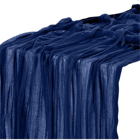 Chemise De Table - Tissu Gaze Boho - Pour Décoration De Mariage Fête Intérieure - 90 x 180 cm - Bleu Marine - 1 Pièce (1/5)