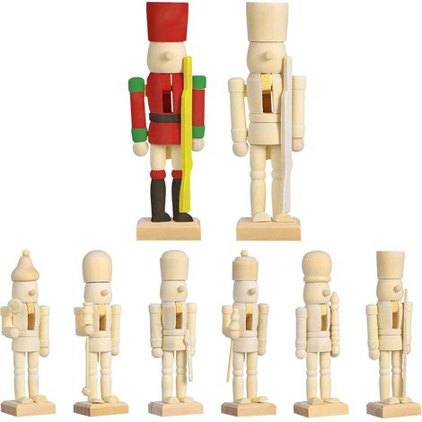 12 Pièces Casse-Noisette en Bois Non Peint, Décoration de Noël Solide, Ornement Décoratif de Soldat pour Espace Intérieur et Interaction Parent-garçon et Filles (1/5)