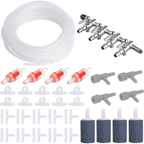 Aquarium Accessory Kit, 4-Way Dispenser, 8m Silicone Tubing, Check Valves, Air Stones (1/5)