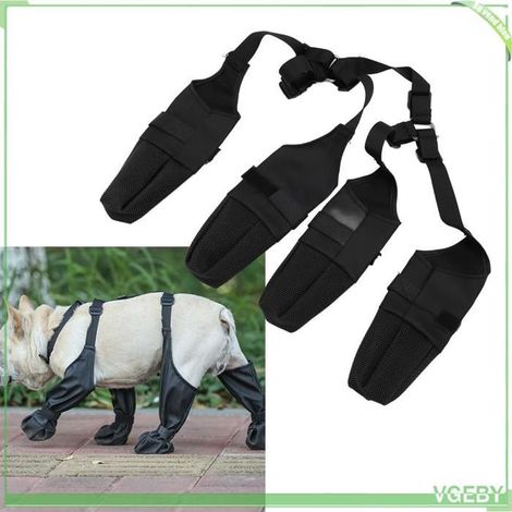 Bottes d'extérieur pour chien - FAFEICY - Antidérapantes - Réglables - Tissu extensible - Noir (1/5)