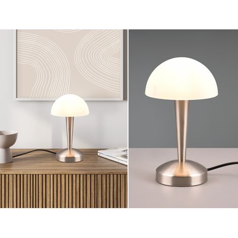 LED Tischlampe CANARIA Silber mit Glasschirm und Touch Funktion, Höhe 26cm (1/5)