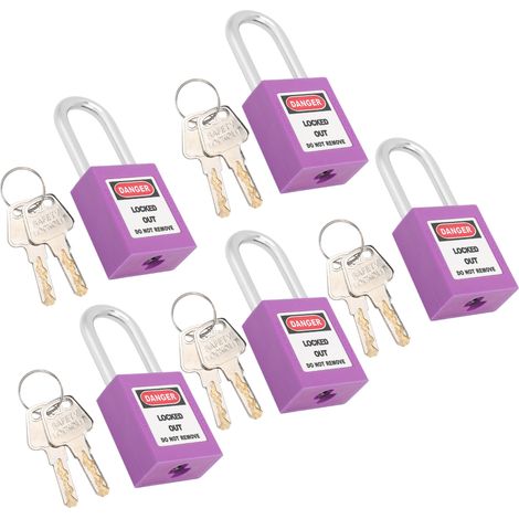jeux de cadenas de 38 mm pour consignation et étiquetage, résistants à l'usure, avec 10 clés et étiquettes inscriptibles pour la sécurité des bâtiments industriels (violet) (1/5)