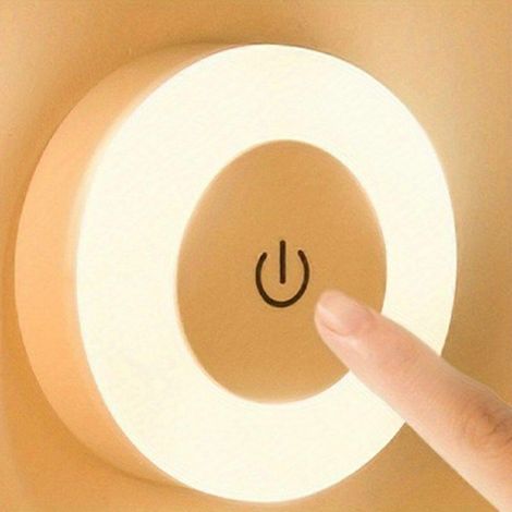 Luz nocturna magnética USB con control táctil, recargable mediante USB tipo C, regulable en 3 colores, portátil para dormitorio, pasillo u oficina. (1/5)