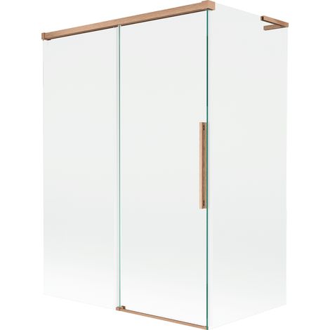 Mexen Rox L paratia per vasca da bagno a 2 ante scorrevoli 120 + 70 x 150 cm, trasparente, rame spazzolato - 8C9L-120-070-65-00