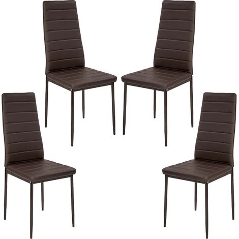 4 x Sillas de comedor o cocina Diseño limpio Estructura de acero marrón