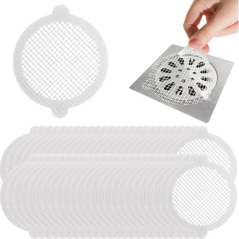 50 Filtre Cheveux Douche jetables Filtre Baignoire Rond de 9 cm Grille Douche Anti Cheveux pour bonde de Salle de Bain et Cuisine