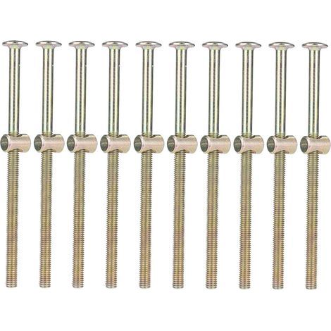 10pcs M6 Vis Boulon Fixation Tête En Acier Au Carbone Avec Écrou À Barrel Fixation Connecteur Meuble Écrou(80mm). (1/5)