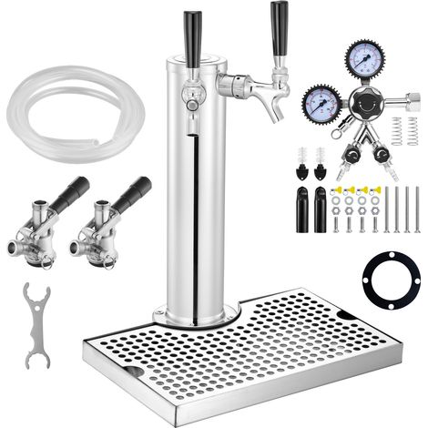 Mophorn Kegerator Tower Kit conversión de cerveza de un solo grifo dispensador de torre de cerveza de barril de acero inoxidable con regulador W21.8 de doble calibre y acoplador de barril de sistema S (1/5)