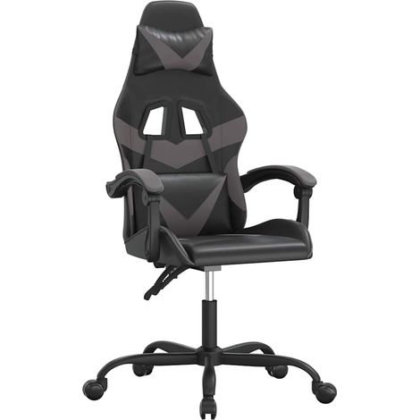 Chaise de jeu  Chaise de Gaming pivotante Noir et gris Similicuir (1/5)
