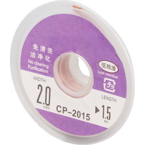 Entlötlitze mit geringem Rückstand, zinnentfernungsfrei, weiches Entlötlitzengeflecht, 1,5 m Länge, für Leiterplatten CP 2015 (1/5)