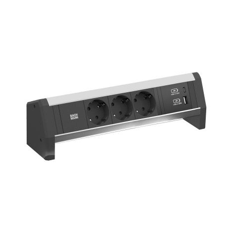 Bachmann Desk1 regleta de aluminio negra para escritorio