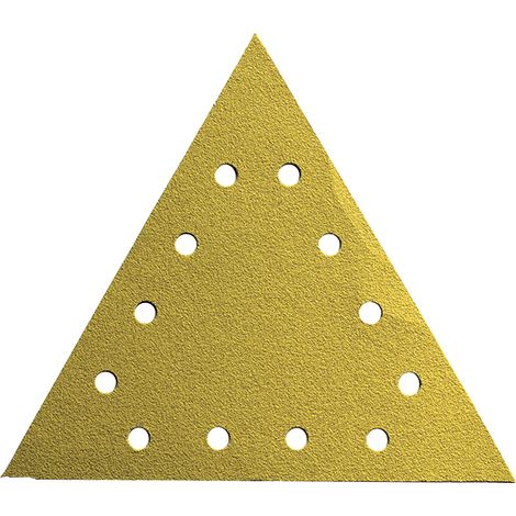 TRIANGLE AUTO-AGRIP. 290X290 12 TROUS GR120 CORINDON JAUNE