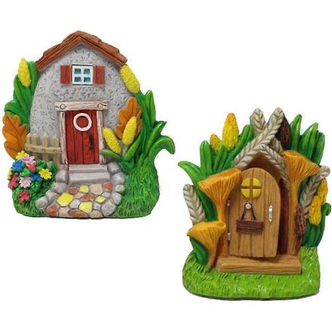 2 statuettes miniatures en résine pour maison, sculptures de jardin paysager, décor patio extérieur, ornement cour jardin, résistant aux intempéries. (1/4)