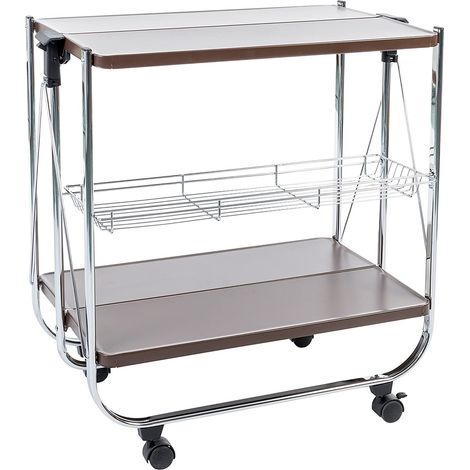 Iris Ohyama, Desserte, Chariot, Plateau de service, Cuisine, Restaurant, Hôtel, 2 étagères, panier en filet, Avec roues - Kitchen Wagon CW-005 - Marron (1/4)