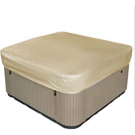 GROOFOO Couverture De Piscine Carré Bâche Solaire pour Piscine, Couverture Solaire De Piscine pour Extérieur Extérieur Spa Baignoire Couverture De Spa Couverture Résistante Aux UV, 220×220×30cm, beige (1/5)