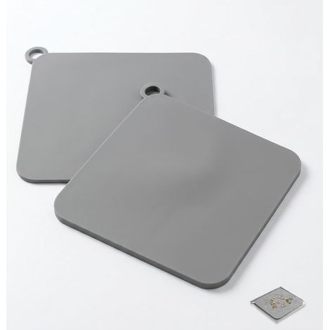 Bouchon Douche Anti Odeur 2 Pièces en Silicone, Bouchon de Douche 20x20 cm pour Vidange, Cuisine, Salle de Bain, Toilettes (Gris) (1/5)
