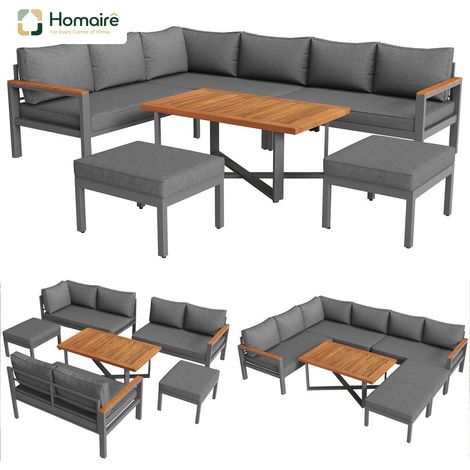 HOMAIRE Gartenlounge-Set für 7-8 Personen, wetterfest, moderne Sitz- und Essgruppe für Garten, Balkon und Terrasse mit verzinktem Eisen-Gestell (1/5)