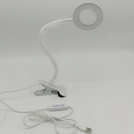 Lampe Bureau Pince LED USB, Luminosité Réglable Blanc (1/4)