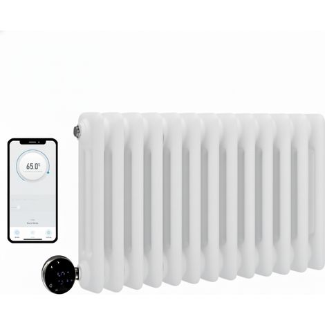 Wifi Smart Electric Traditional White Column Radiators  - 3 Column 300mm H x 599mm W