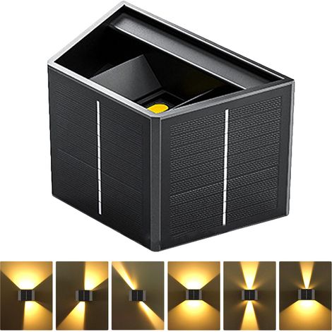 Applique murale extérieure solaire IP65 LED étanche de haut en bas du crépuscule à l'aube, applique solaire réglable pour clôture, porche, patio (1/5)