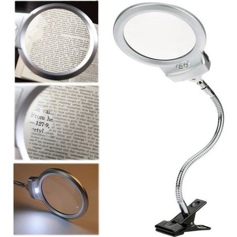 Trade Shop - LED-Vergrößerungsleuchte mit Klemme, Tisch, Schreibtisch, Büro, Vergrößerungsleuchte mit Klemme, 2 LEDs -