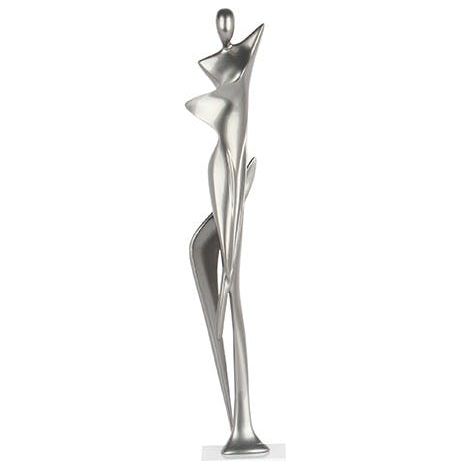 Sculpture moderne silhouette de femme couleur argent 43 cm